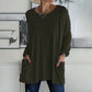 💖SISTA DAGEN AV REAN 50 % RABATT🥰【S-5XL】Rund hals Långärmad lös ficka Solid T-shirt