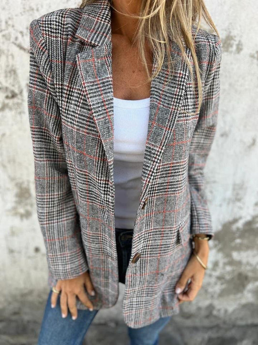 🥰Sesongtilbud til superlav pris🥰Ledig rutete blazer med revers