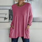 💖SISTA DAGEN AV REAN 50 % RABATT🥰【S-5XL】Rund hals Långärmad lös ficka Solid T-shirt