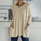 💖SISTA DAGEN AV REAN 50 % RABATT🥰【S-5XL】Rund hals Långärmad lös ficka Solid T-shirt