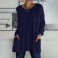 💖SISTA DAGEN AV REAN 50 % RABATT🥰【S-5XL】Rund hals Långärmad lös ficka Solid T-shirt