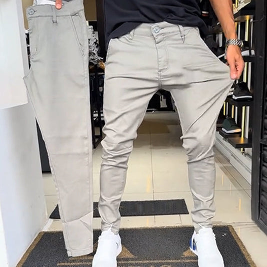🔥Slim-fit casualbyxor i enfärgat tyg för herr