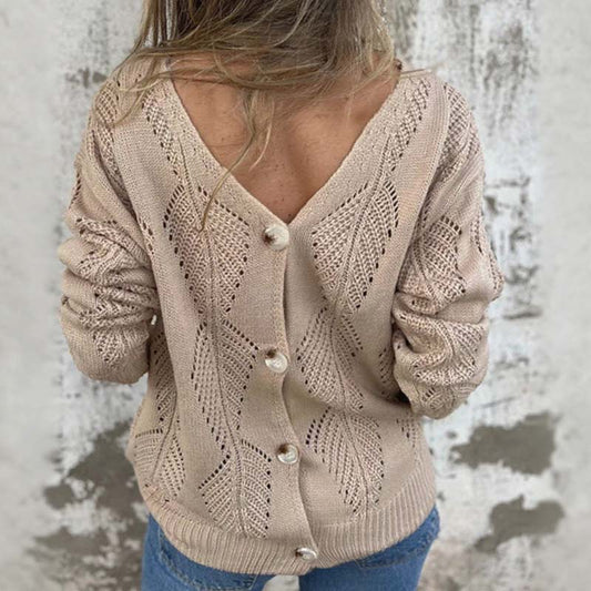💖SISTA DAGENS REA 50 % RABATT🥰Vändbar tröja med V-ringning och ihåligt mönster